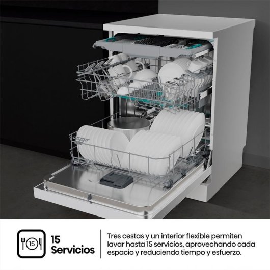 Lavavajillas Hisense HS643B90W 15 Servicios B con tercera bandeja y AquaStop
