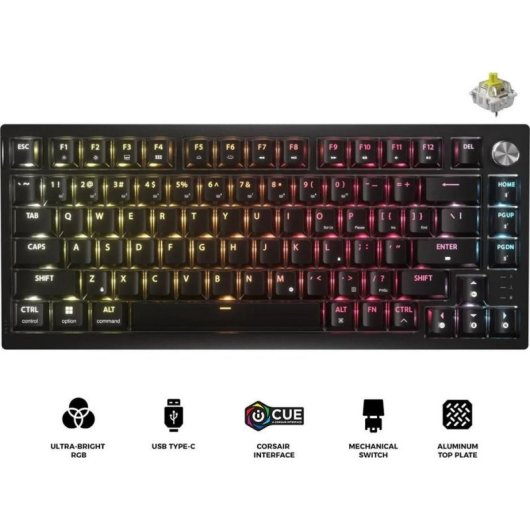 Teclado Corsair K65 Plus Wireless compacto 75% com switches MLX Fusion e RGB