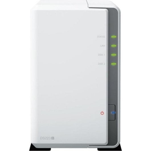 Servidor NAS Synology 8TB DS223j con 2 bahías y discos HAT3300, gestión multimedia y protección avanzada