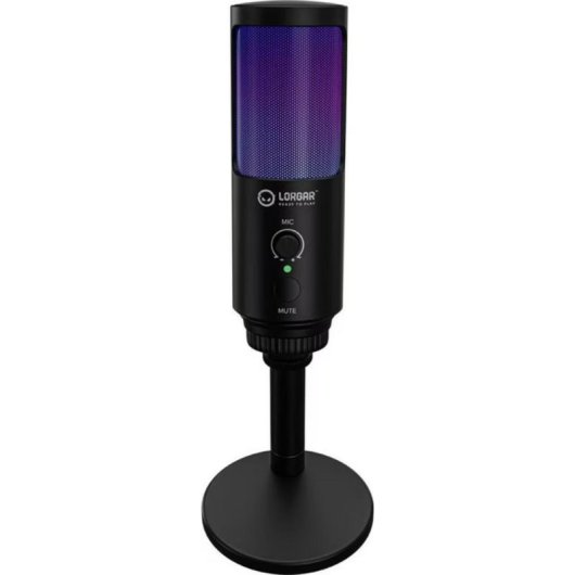 Micrófono Lorgar SMP40 USB cardioide con iluminación RGB y base soporte
