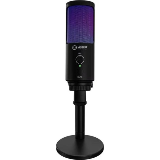Micrófono Lorgar SMP40 USB cardioide con iluminación RGB y base soporte