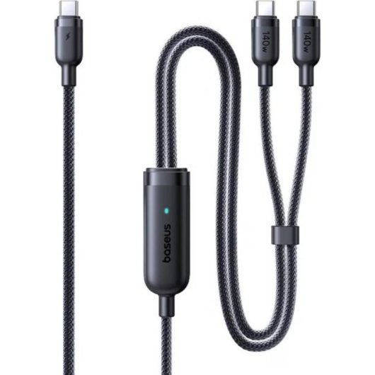 Cabo USB-C Baseus Flash 4 2-em-1 140W 1,5m Preto