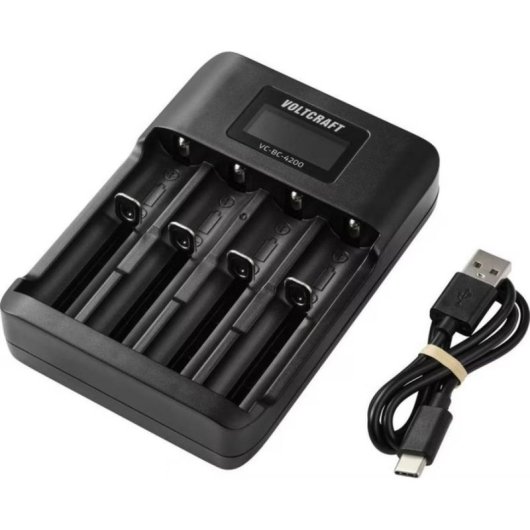 Ladegerät für Batterien Voltcraft VC-BC 4200 4x NiMH USB-A/USB-C