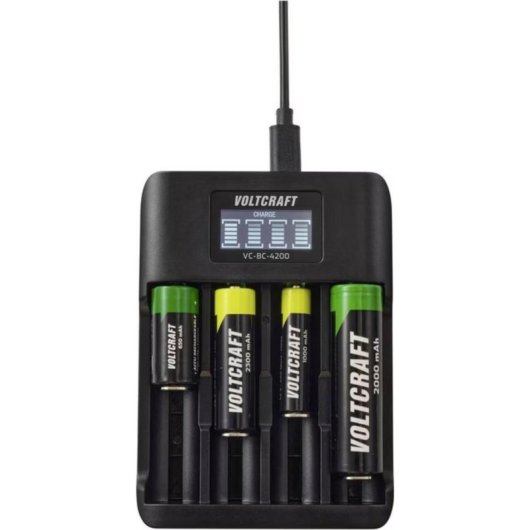 Ladegerät für Batterien Voltcraft VC-BC 4200 4x NiMH USB-A/USB-C