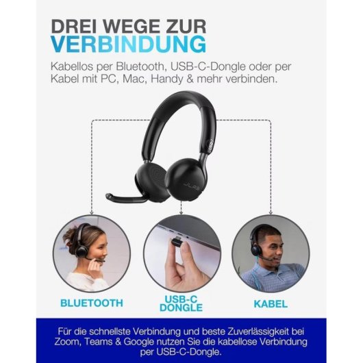 Casque JLab Audio Go Work 3 sans fil Bluetooth avec micro et USB-C noir
