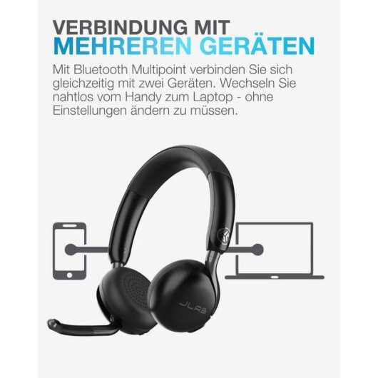 Casque JLab Audio Go Work 3 sans fil Bluetooth avec micro et USB-C noir
