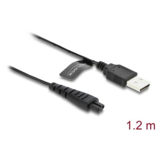 Câble USB A à 2 broches Delock 1,2 m noir pour rasoirs
