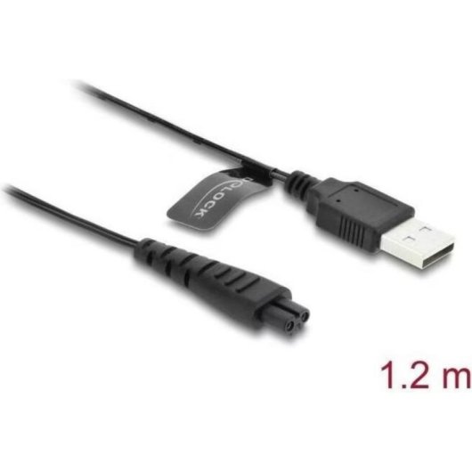 Câble USB A à 2 broches Delock 1,2 m noir pour rasoirs