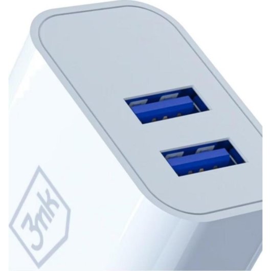 Cargador USB 3MK FlowPower 10W 2 Puertos USB-A Blanco