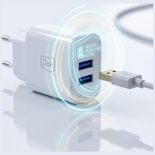 Cargador USB 3MK FlowPower 10W 2 Puertos USB-A Blanco