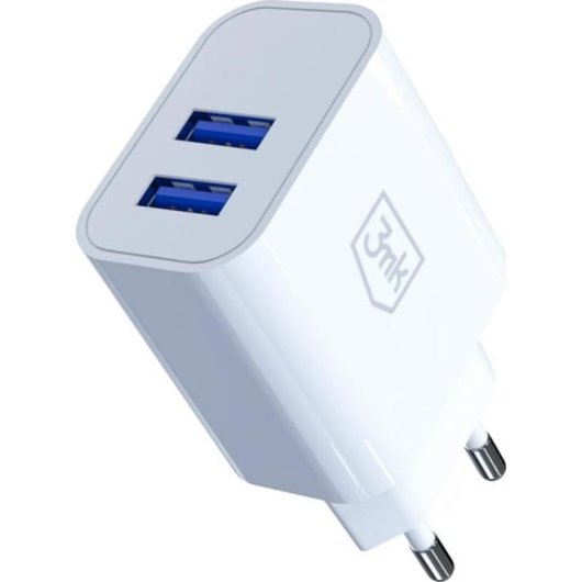 Cargador USB 3MK FlowPower 10W 2 Puertos USB-A Blanco