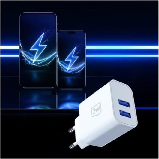 Cargador USB 3MK FlowPower 10W 2 Puertos USB-A Blanco
