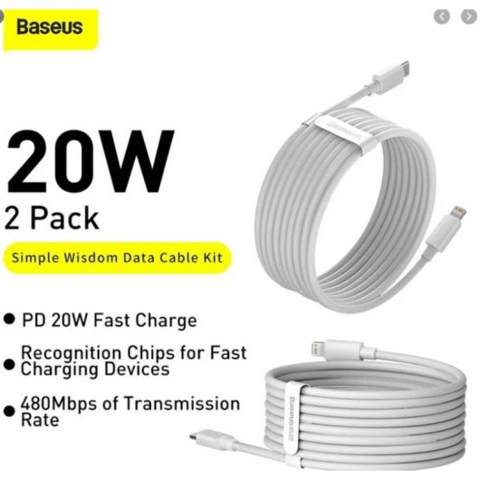 Cavo Baseus Simple Wisdom USB-C a Lightning PD 20W 1,5 m Bianco