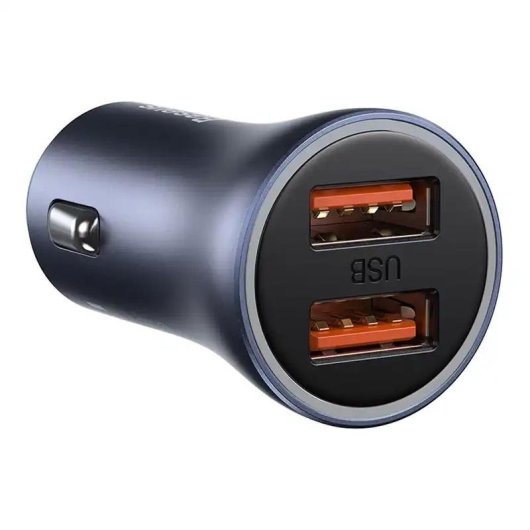 Cargador Coche Baseus Golden Contactor Pro 40W 2x USB Gris + Cable USB-C 1m Negro