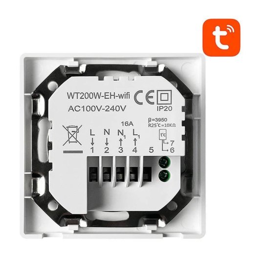 Termostato Inteligente Avatto WT200-BH-3A-W Cableado para Calefacción
