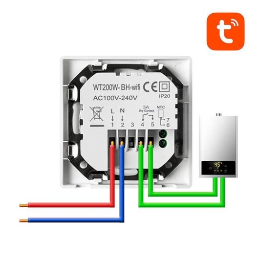 Termostato Inteligente Avatto WT200-BH-3A-W Cableado para Calefacción