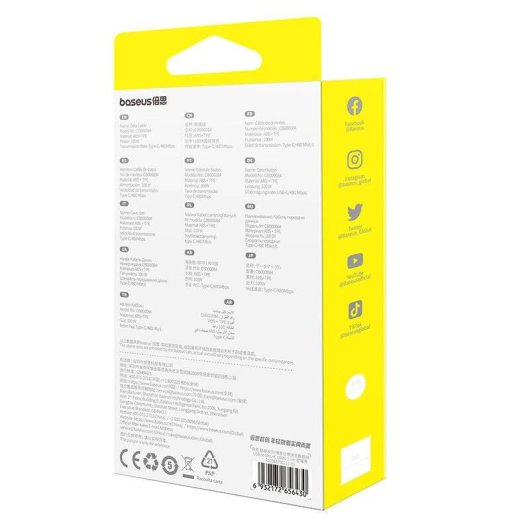 Cavo Baseus Free2Draw 3 in 1 USB a Micro+Lightning+USB-C 100W 1,1 m nero