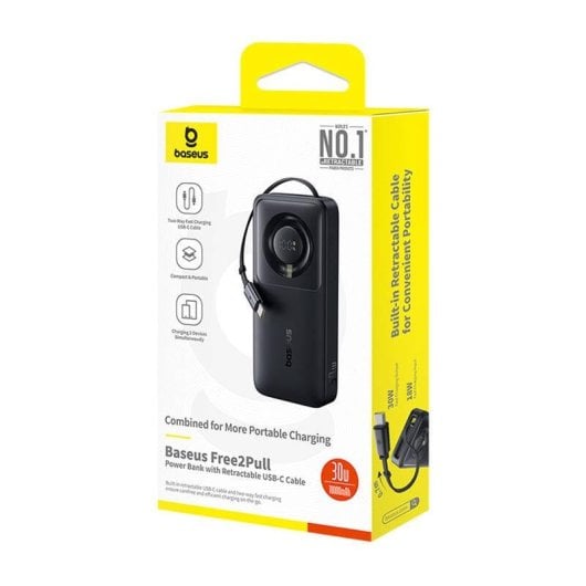 Powerbank Baseus OS Free2Pull 10000 mAh 30W + cable noir