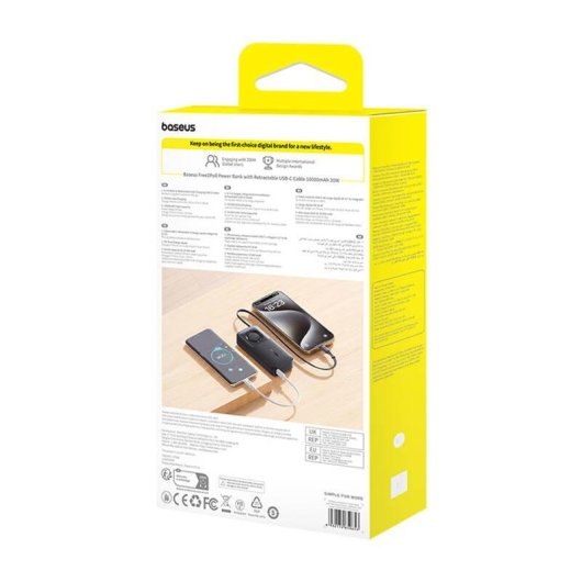 Powerbank Baseus OS Free2Pull 10000 mAh 30W + cable noir