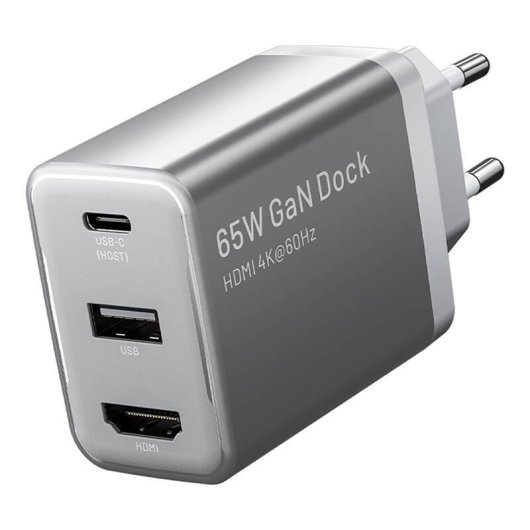 Chargeur de réseau Vention FJAH0-EU USB-C+A HDMI GaN 60W Gris