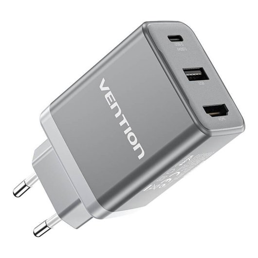 Chargeur de réseau Vention FJAH0-EU USB-C+A HDMI GaN 60W Gris