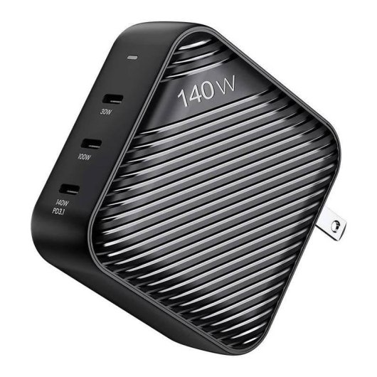 Cargador INVZI GanHub 3x USB-C 140W EU/UK/AU/US Negro