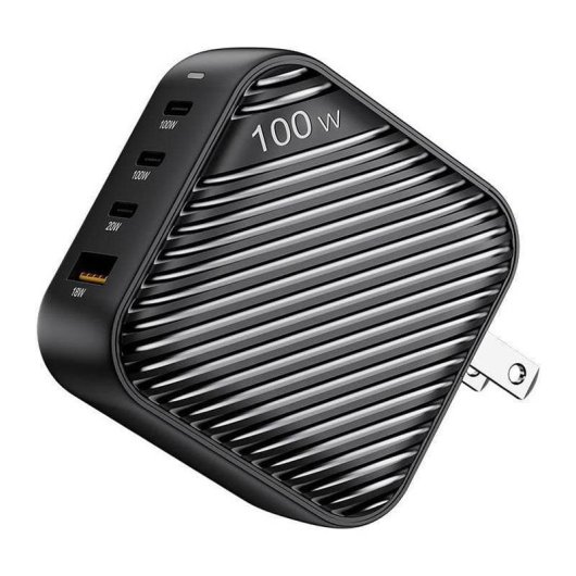 Cargador INVZI GanHub 3x USB-C + USB 100W Negro con Adaptadores Viaje