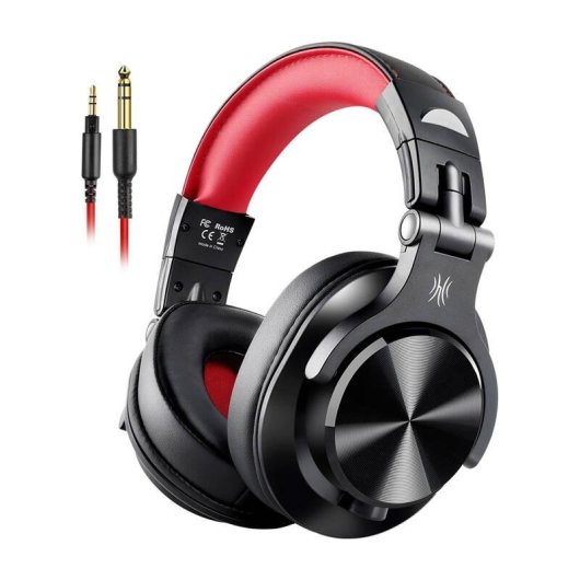 Auriculares OneOdio A71 con cable, drivers de 40 mm, plegables y cómodos, negro y rojo