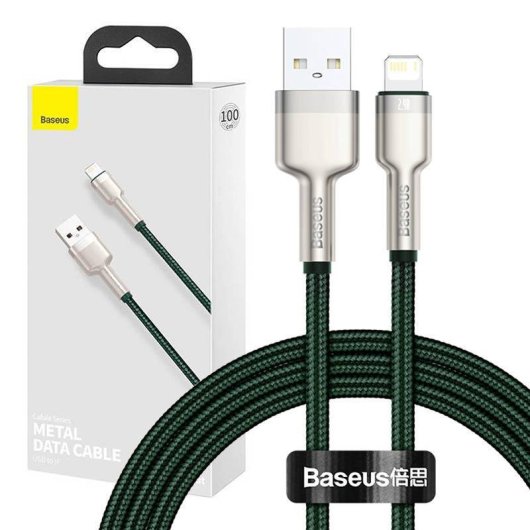 Cable USB a Lightning Baseus Cafule 2.4A 1m Verde