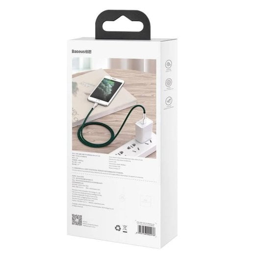 Cable USB a Lightning Baseus Cafule 2.4A 1m Verde