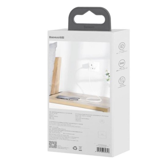 Cable USB a Lightning Baseus Simple Wisdom 1,5 m 2,4A Blanco 2 unidades