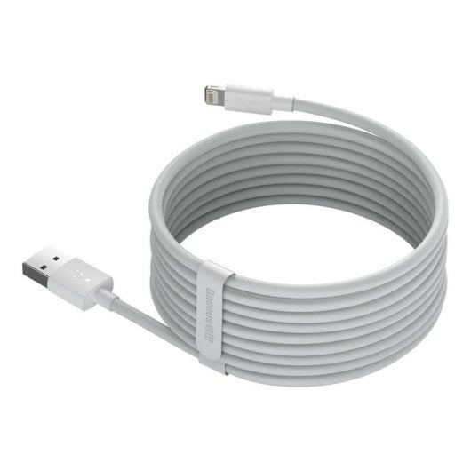 Cable USB a Lightning Baseus Simple Wisdom 1,5 m 2,4A Blanco 2 unidades
