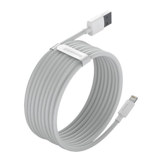 Cable USB a Lightning Baseus Simple Wisdom 1,5 m 2,4A Blanco 2 unidades