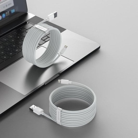 Cable USB a Lightning Baseus Simple Wisdom 1,5 m 2,4A Blanco 2 unidades