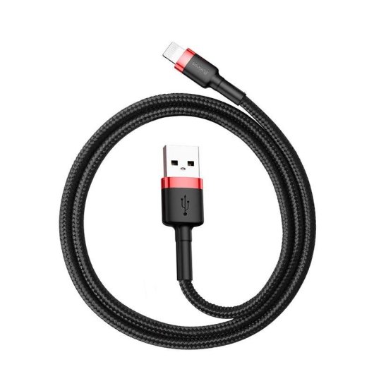 Cable USB a Lightning Baseus Cafule 1 m Negro + Rojo 2,4 A