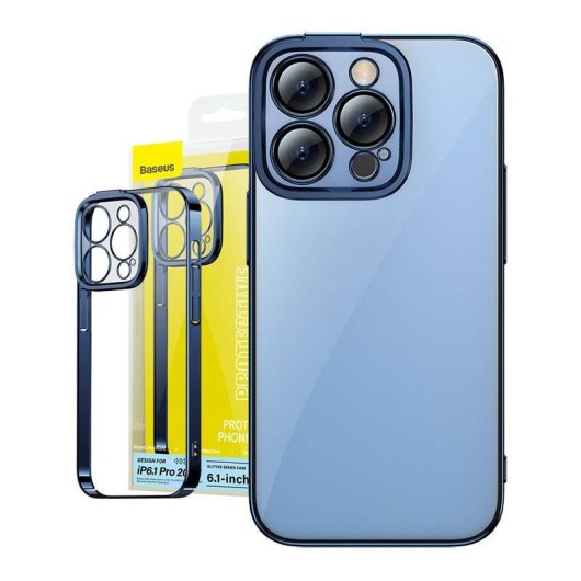 Funda para móvil Baseus Glitter Magnetic PC Bleu Transparent pour iPhone 14 Pro
