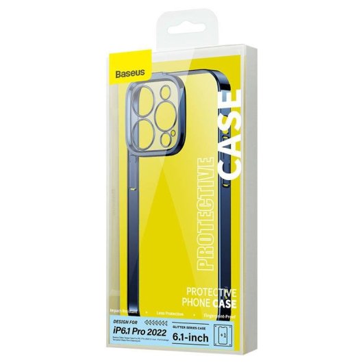 Funda para móvil Baseus Glitter Magnetic PC Bleu Transparent pour iPhone 14 Pro