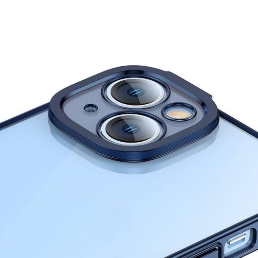 Coque Baseus Glitter Transparente avec Verre Trempé Bleu pour iPhone 14 Plus
