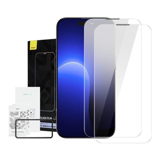 Verre Trempé Baseus Crystal pour iPhone 14 Pro 0.3mm Antipoussière 2 unités