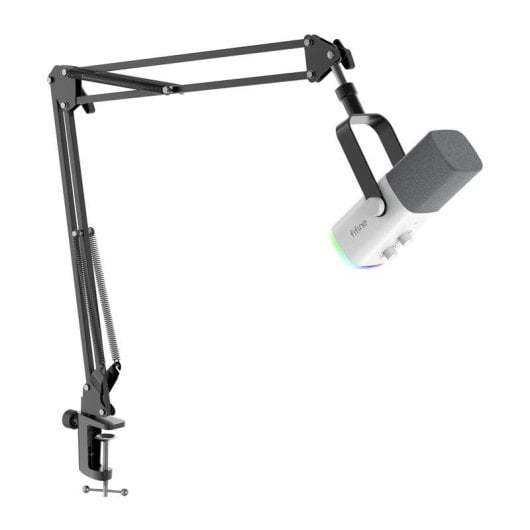 Micrófono Fifine AM8TW USB/XLR cardioide con brazo y RGB blanco