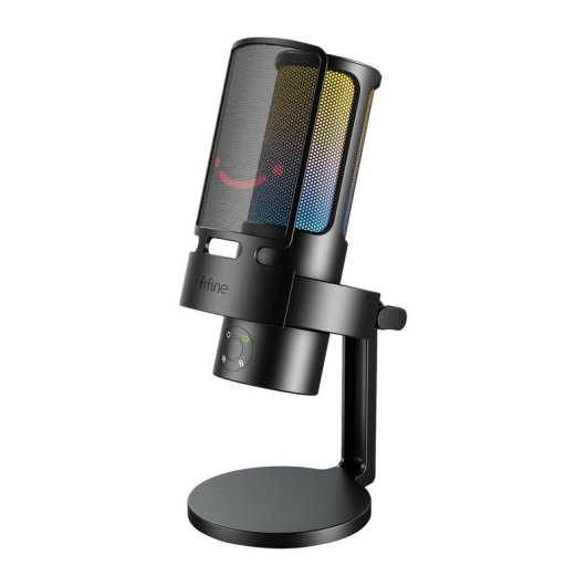 Micrófono Fifine A8 USB cardioide con soporte y filtro antipop RGB