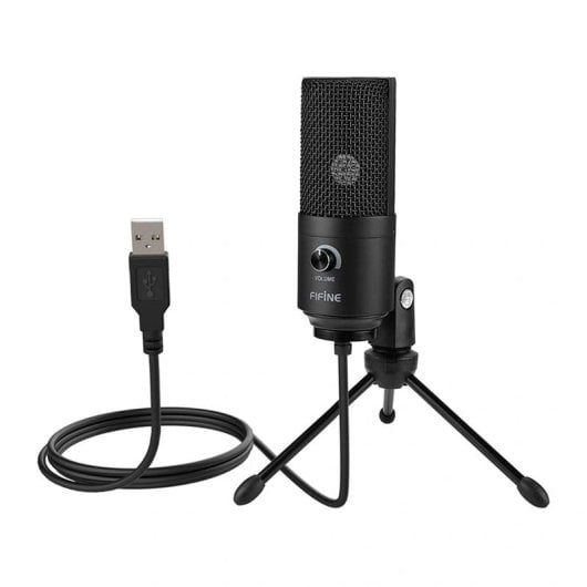 Mikrofon Fifine K669B USB cardioid mit Lautstärkeregler und Stativ