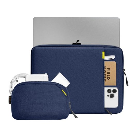 Capa Tomtoc Defender-A13 para portátil 14" + estojo de acessórios azul marinho