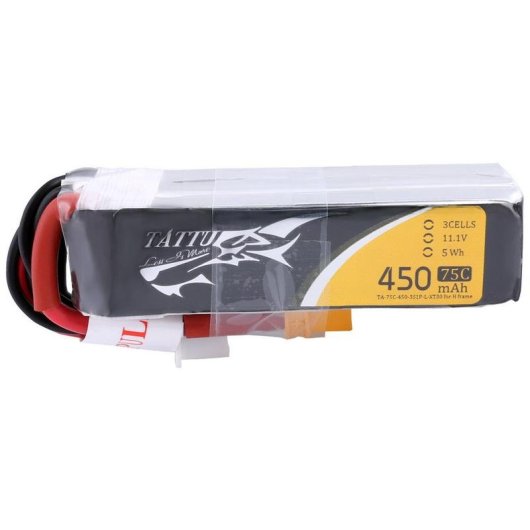 Batterie Tattu 450mAh 11.1V 75C 3S1P LiPo pour drones et modèles RC