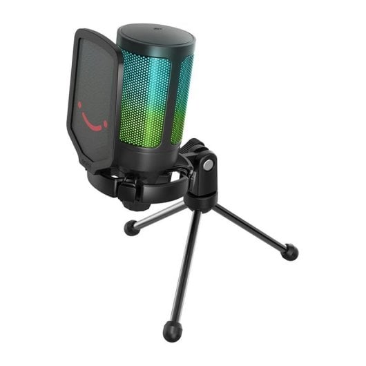 Microfone Fifine A6V USB cardioide com iluminação RGB e mute tátil