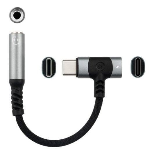Adattatore Nanocable USB-C a Jack 3.5mm e USB-C di Ricarica