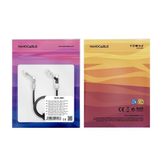 Cavo USB Nanocable 2 m USB A/USB C a USB C/Lightning 27 W Nero Grigio