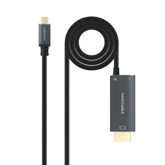 Kabel Nanocable USB-C auf HDMI 2.1 und USB-C PD 100W Schwarz 1,8 m