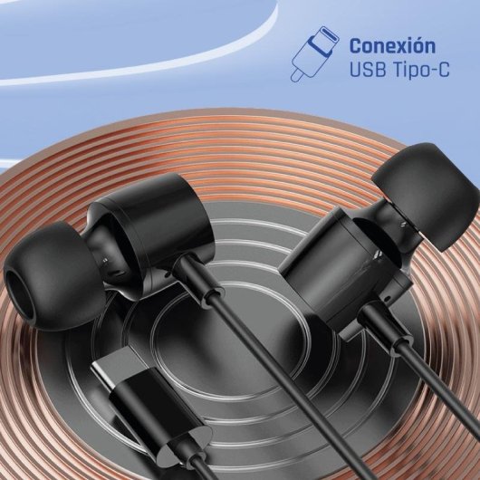 iggual In-Ear USB-C Kopfhörer mit Mikrofon und Inline-Steuerung Schwarz