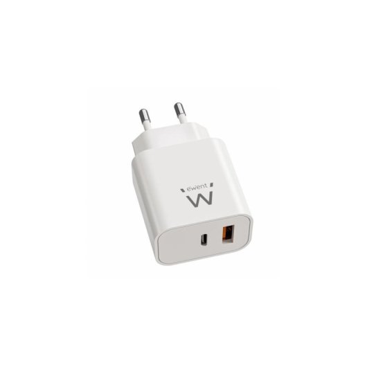 Schnelllader Ewent EW1318 20W USB-C PD und USB-A QC GaN Kompakt